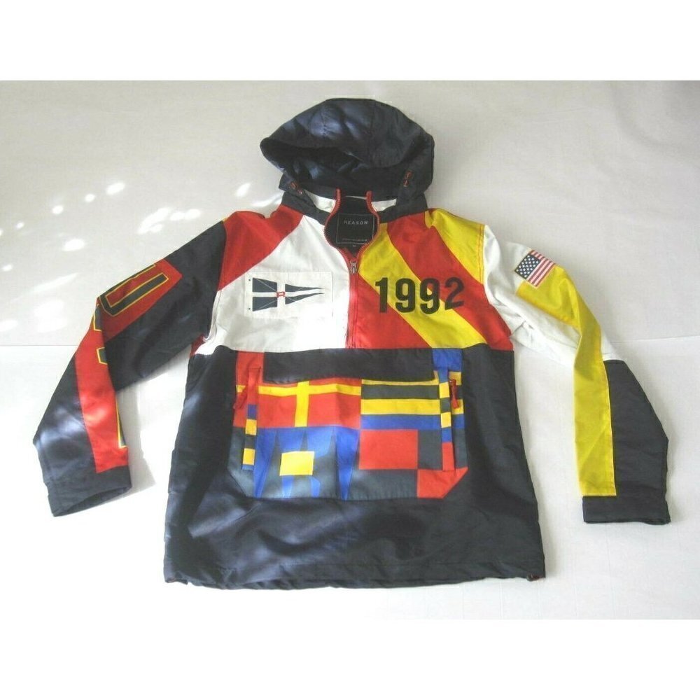 New W/ Tag Reason Half Zip USA Flag 1992 Pullover Hoodie Size Medium - Picture 1 of 10